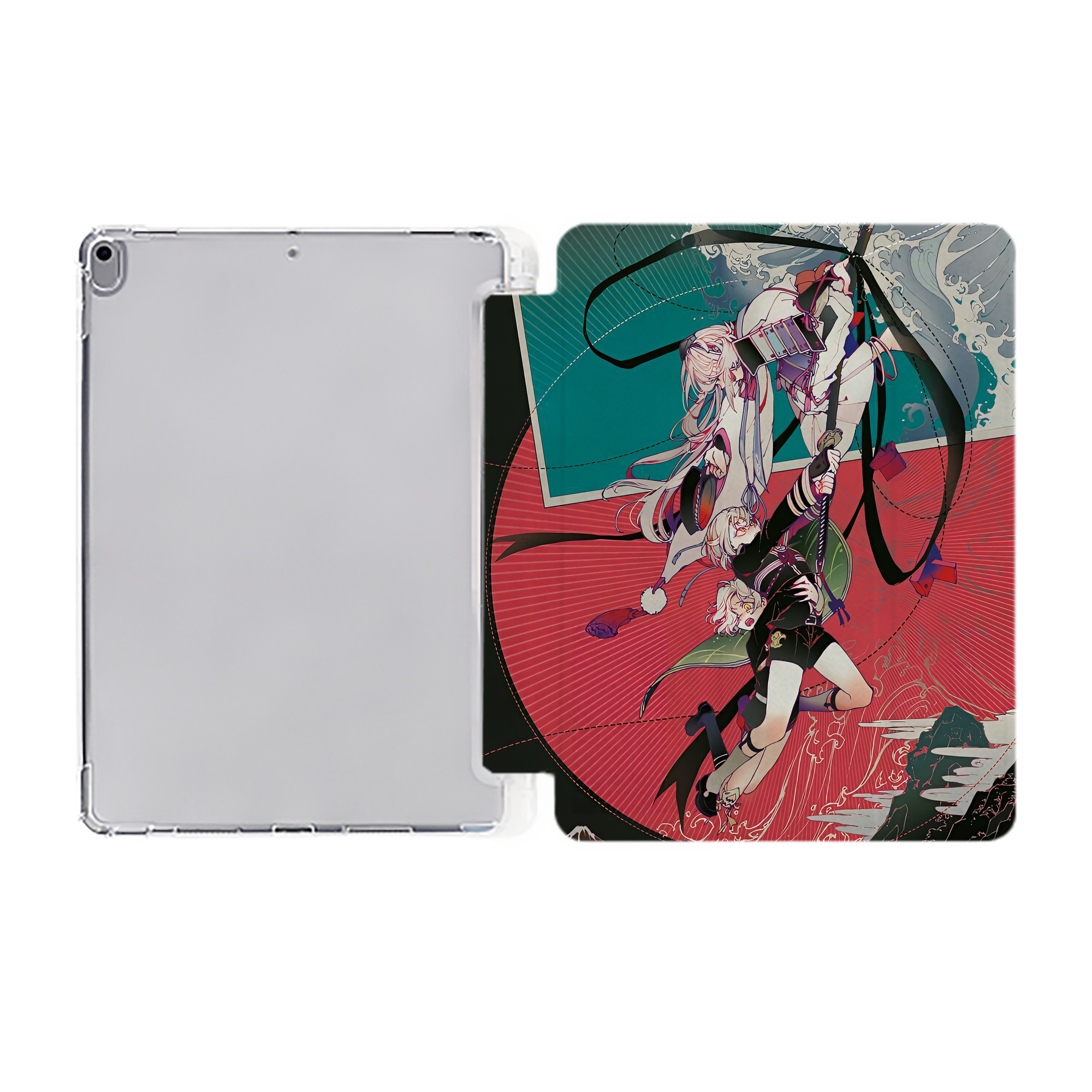 （画像用） 刀剣乱舞 Touken Ranbu IPad ケース ペン収納付き 三つ折りスタンド PUレザー×シリコン 対応機種9.5/10.5/10.9インチ